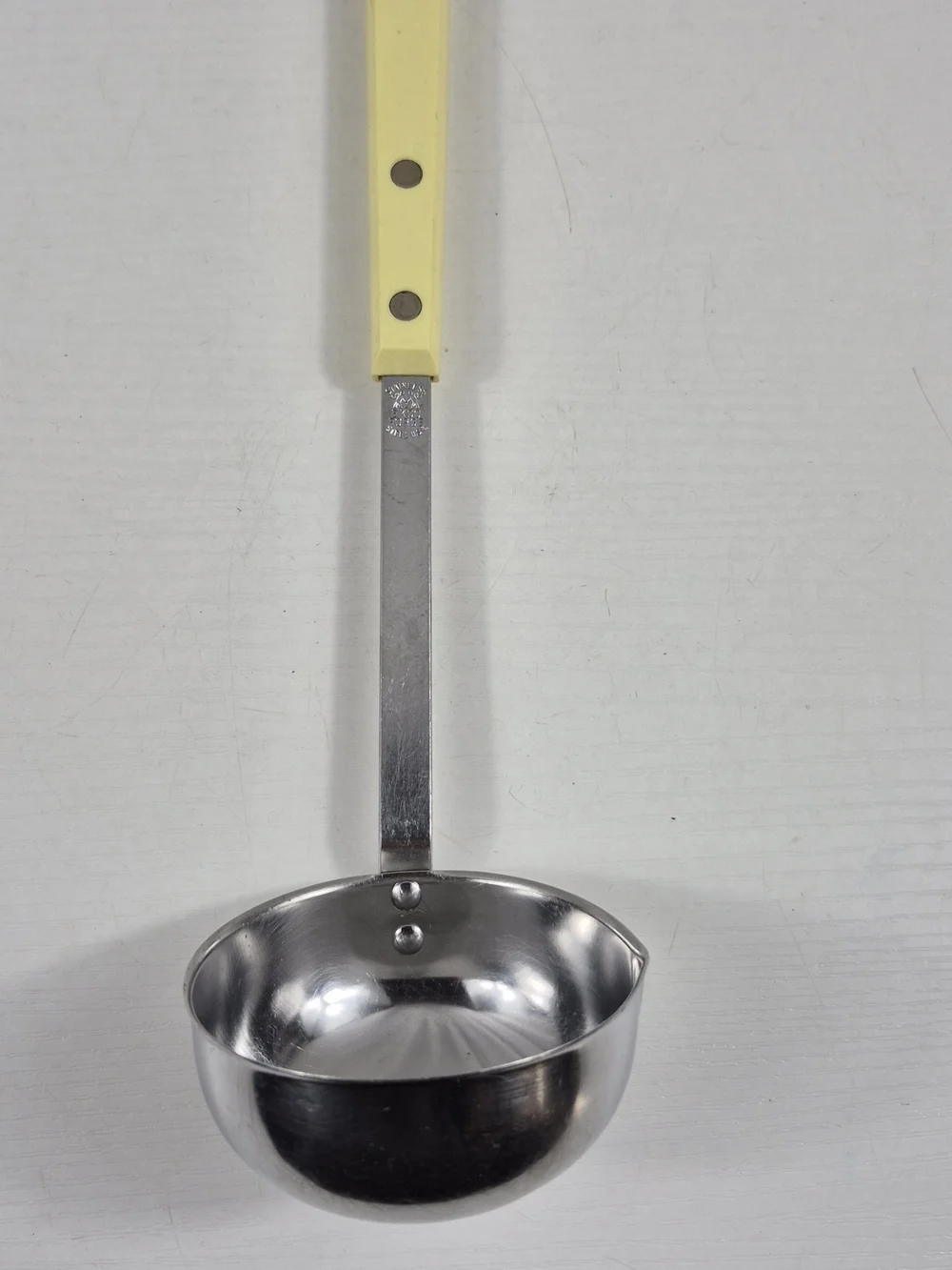 Vintage Ekco Forge Stainless Steel Ladle With Yellow Handle Made In USA